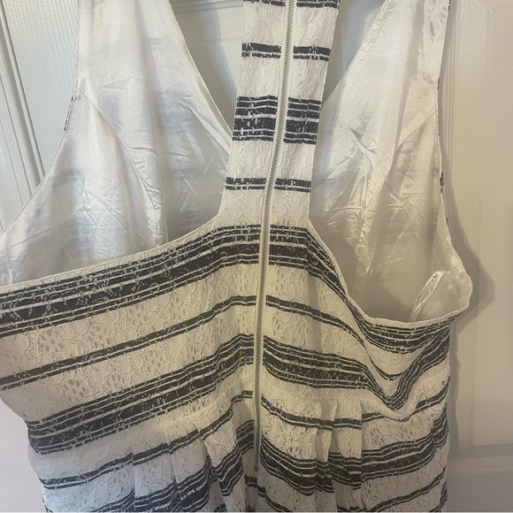 City Chic Blue and White Lace Detail Dress - Picture 7 of 9